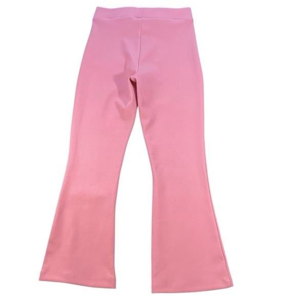 ZARA High Waisted Bubblegum‎ Pink Fine Ribbed Flare Leg Pull On Pants, Large - Picture 9 of 12